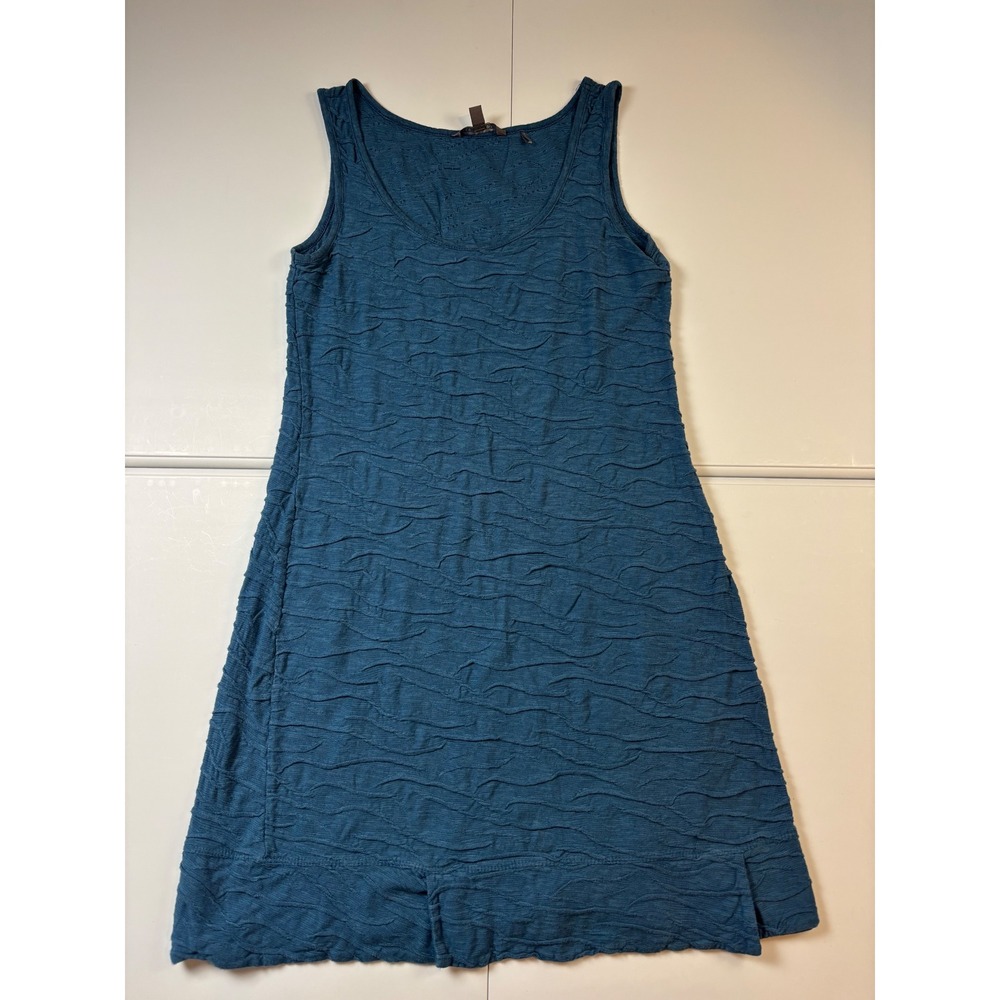 Toad&Co Samba Wave Tank Dress Small Blue Organic Cotton Tencel Textured
